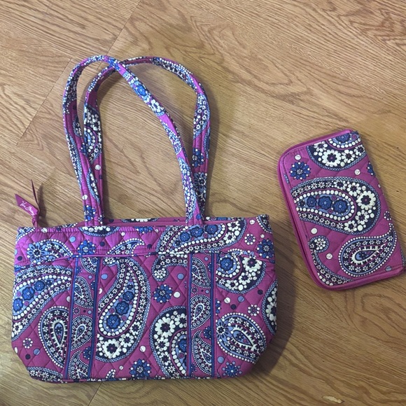 Vera Bradley Pink and Blue Paisley Shoulder Bag